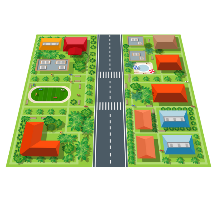 Playful Townscape playroom vinyl rug - TenStickers