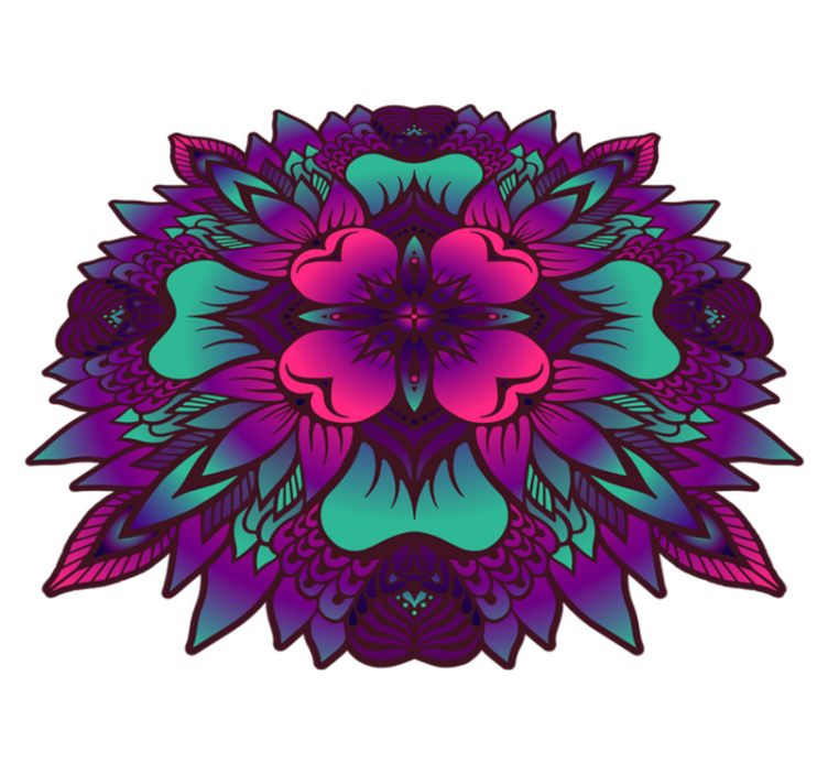 floral mandala lilac and purple vinyl rug - TenStickers