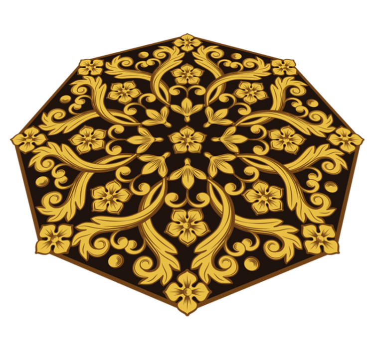 Baroque Foliage Symmetry bedroom vinyl rug - TenStickers