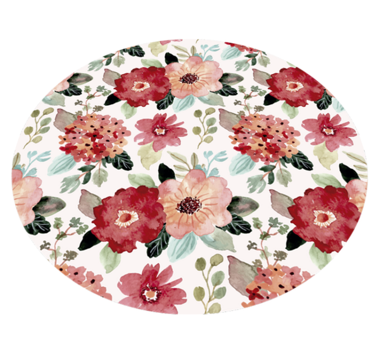 Floral Circle Motif flower vinyl rug - TenStickers