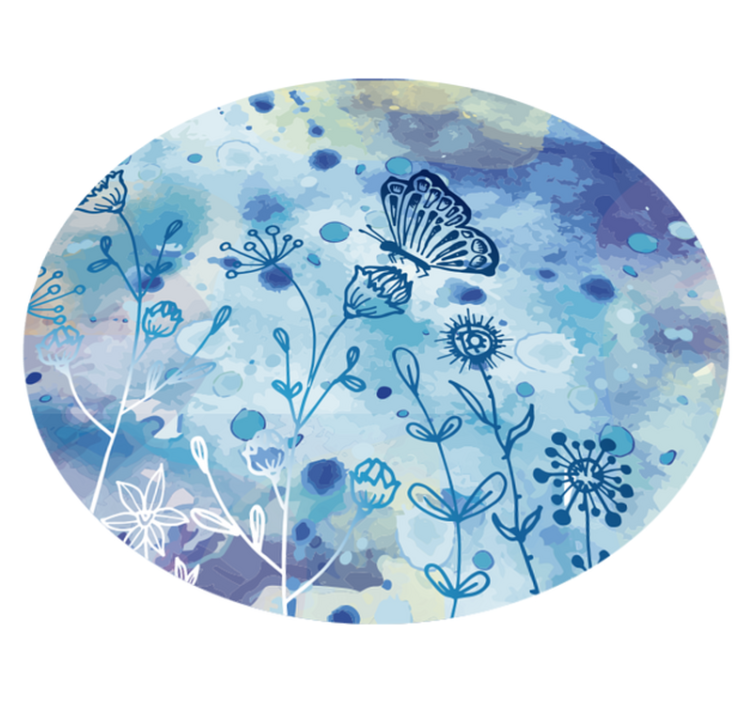 Botanical Watercolor flower vinyl rug - TenStickers