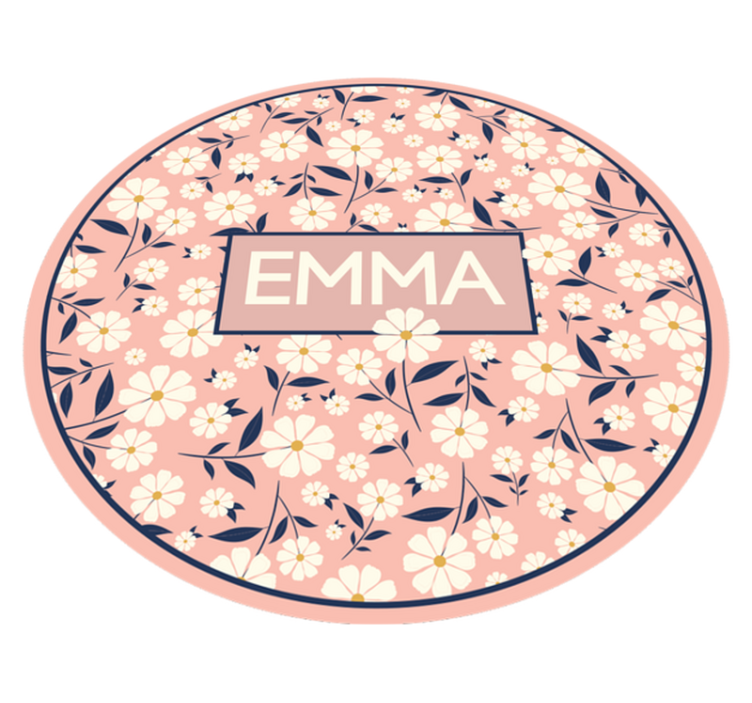 Personalized Floral Circle custom vinyl rug - TenStickers