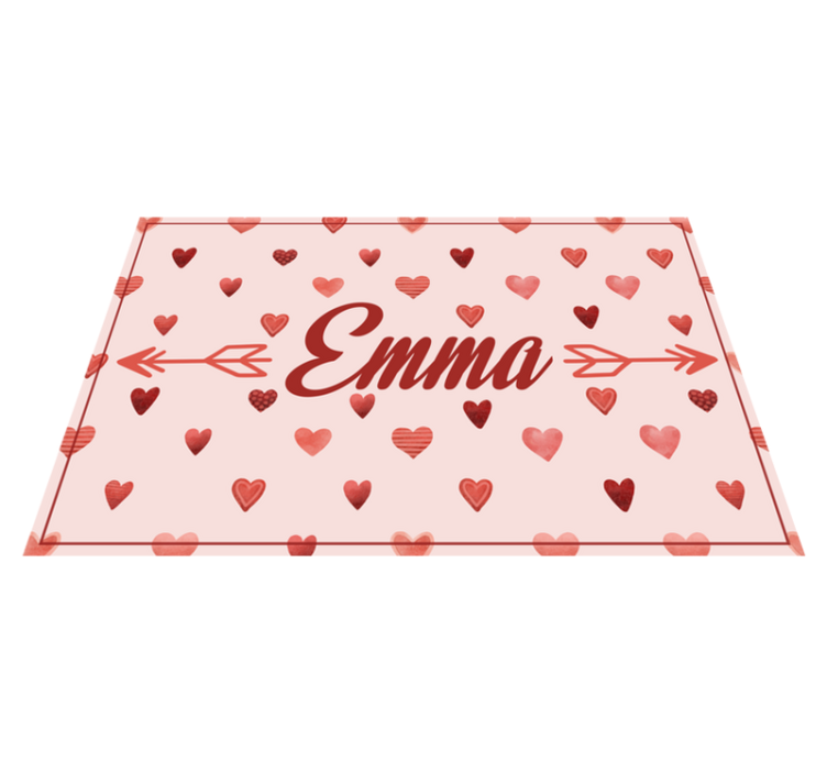 personalized hearts kids vinyl rug with name - TenStickers