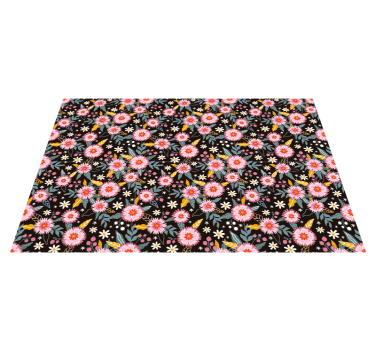 Retro flowers vinyl living room rug - TenStickers