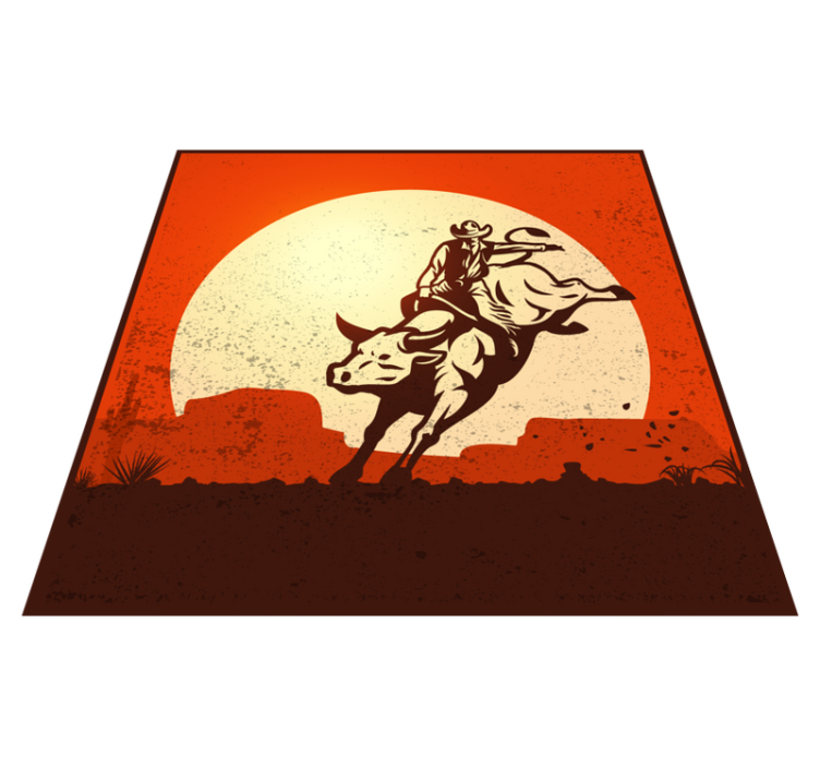 Cowboy Bull Silhouette vinyl rug - TenStickers