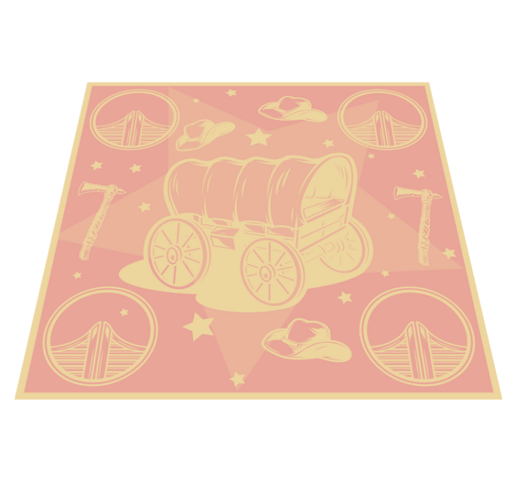 Cowboy Wagon kids vinyl rug - TenStickers
