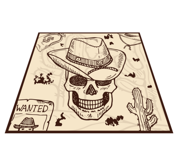 Western Themed Illustration teenager vinyl rug - TenStickers