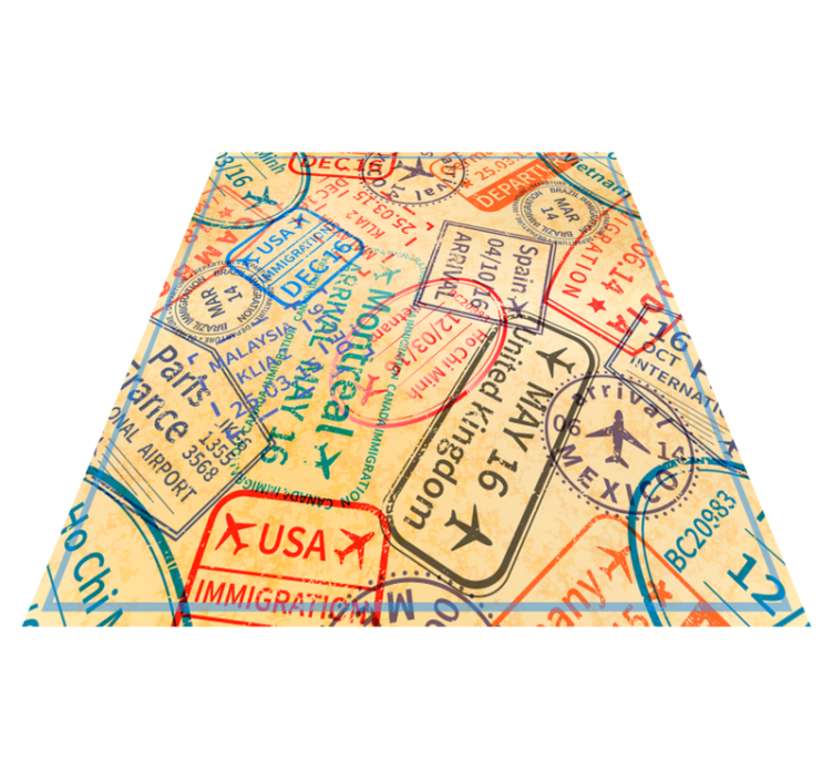 Amazing vintage travel stamp rug - TenStickers