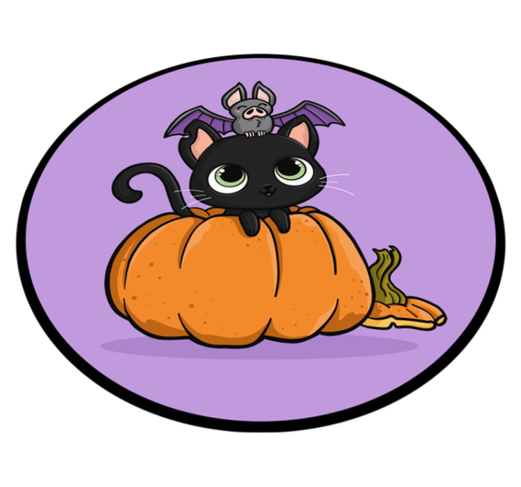 Halloween Bat Cat halloween vinyl rug - TenStickers