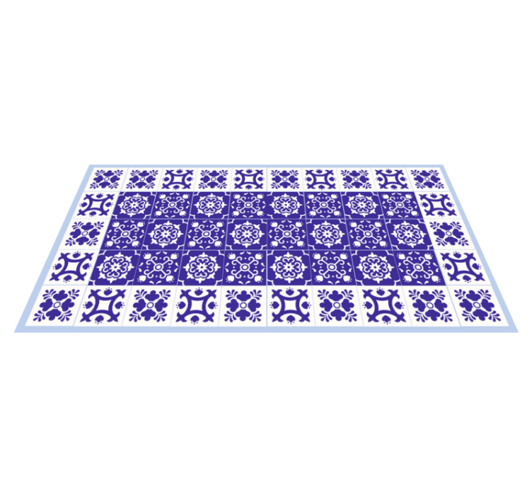Lovely white and blue  tile carpet - TenStickers