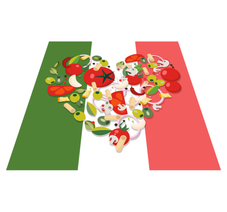 Italy Food Flag world map rug - TenStickers