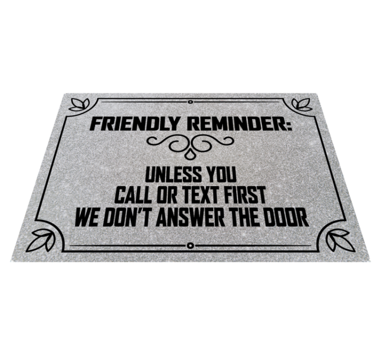 Friendly Reminder Alert custom vinyl rug - TenStickers