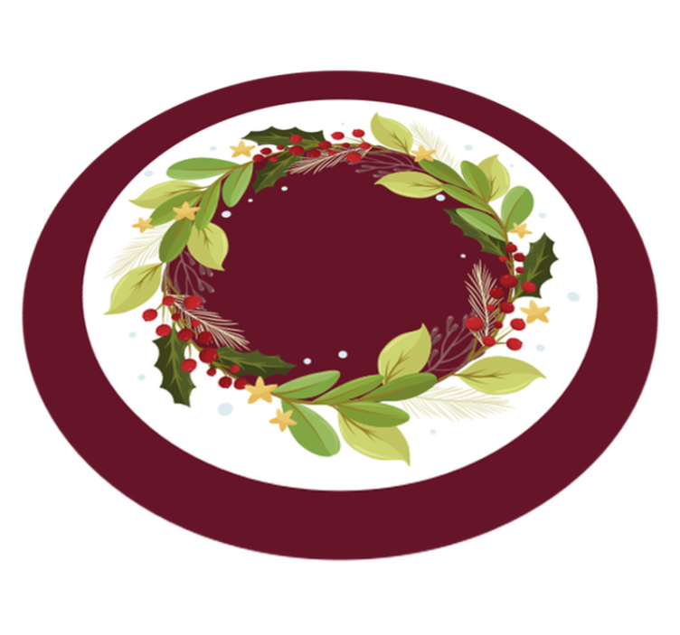 Festive Wreath Circle christmas vinyl rug - TenStickers