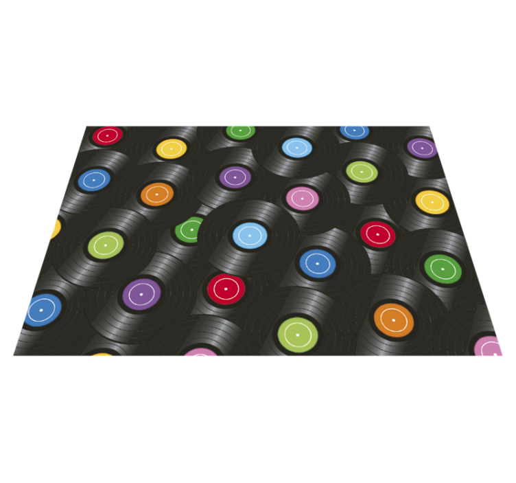 vinyl rug with vinyl records vintage rug - TenStickers