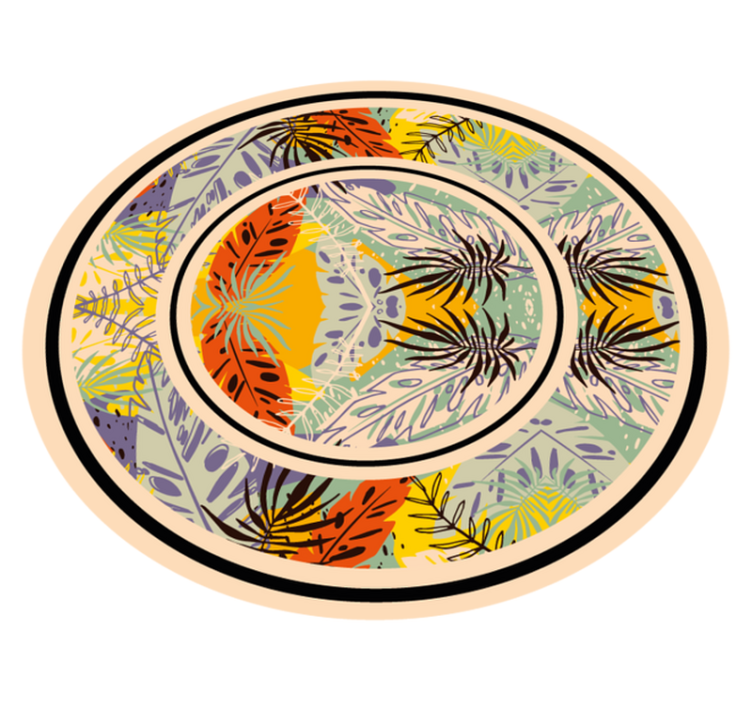 Botanical Circular Motif flower vinyl rug - TenStickers