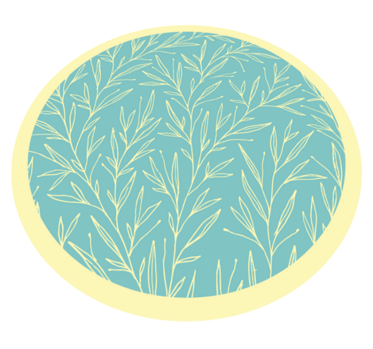 Botanical Round Motif flower vinyl rug - TenStickers