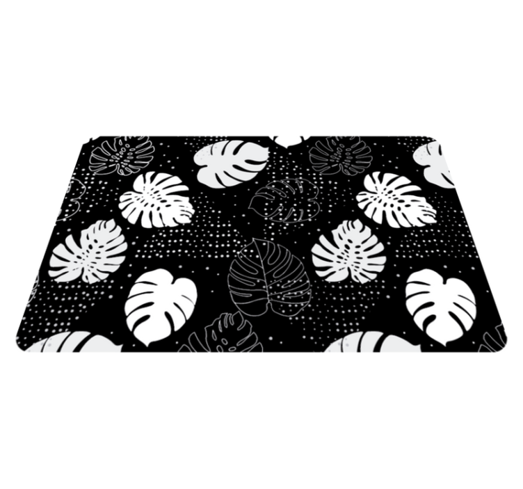 Monochrome Botanical floral vinyl rug - TenStickers