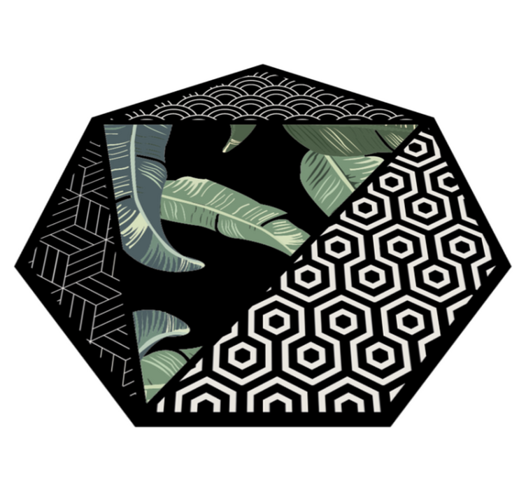 Green leaves and geometric geometric rugs - TenStickers
