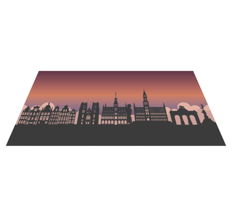 Silhouette Skyline world map vinyl rug - TenStickers