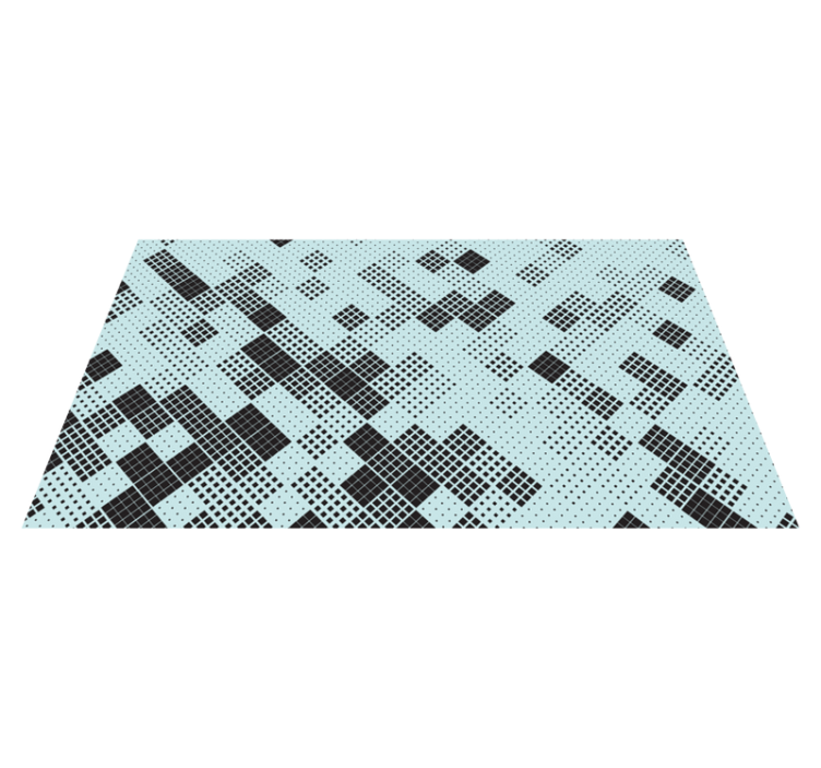 Chaotic black squares tile geometric rugs - TenStickers
