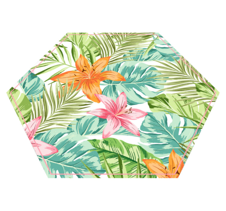 Tropical Flora flower vinyl rug - TenStickers