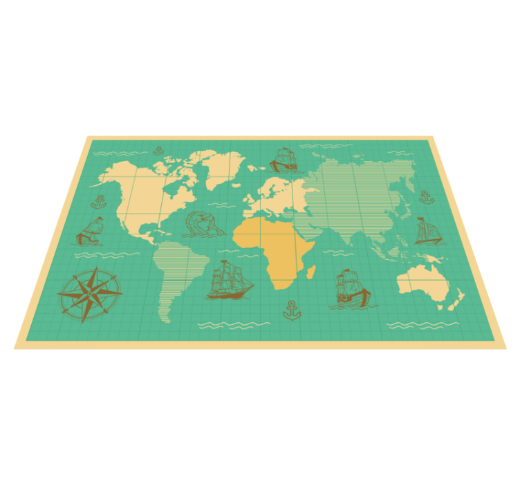 World Map with boats vinyl rug - TenStickers