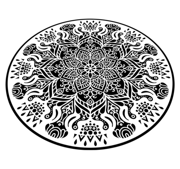 Black and white mandala mandala rug - TenStickers