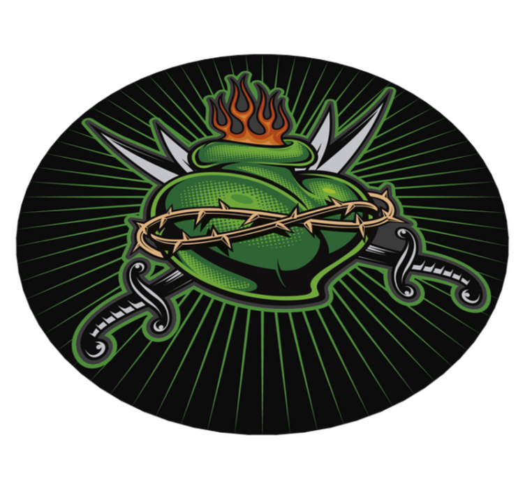 Fiery Sword Heart gaming vinyl rug - TenStickers