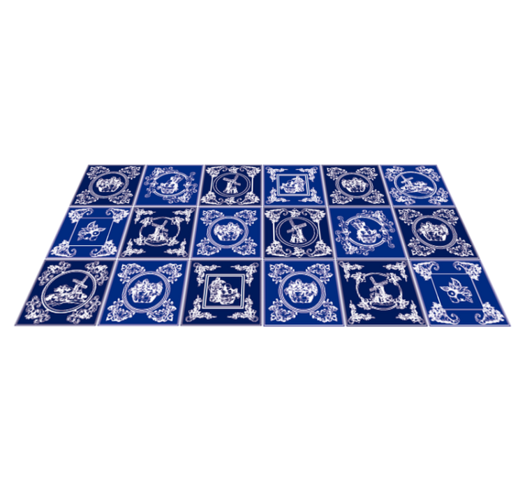 blue background tiles tile carpet - TenStickers