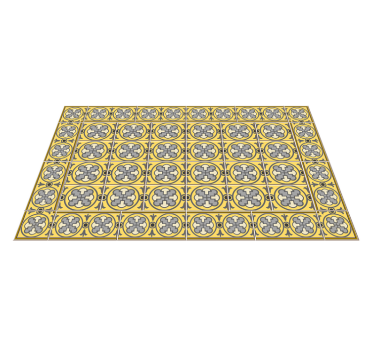 Yellow tone classic tile design kitchen vinyl rug - TenStickers