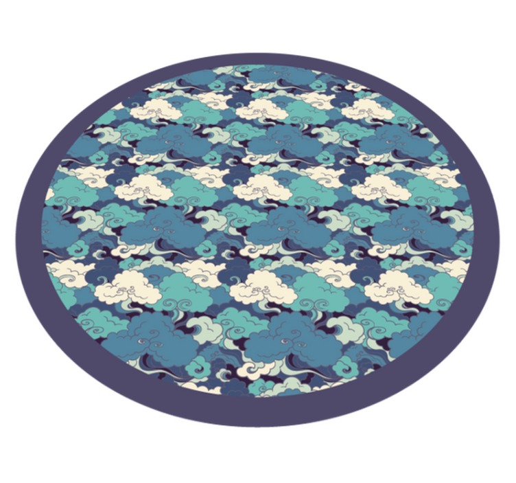 Japanese Waves & Clouds vinyl rug - TenStickers