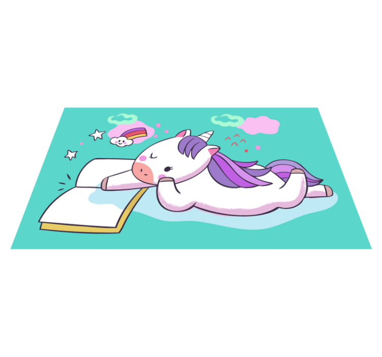 baby unicorn reading vinyl rug - TenStickers