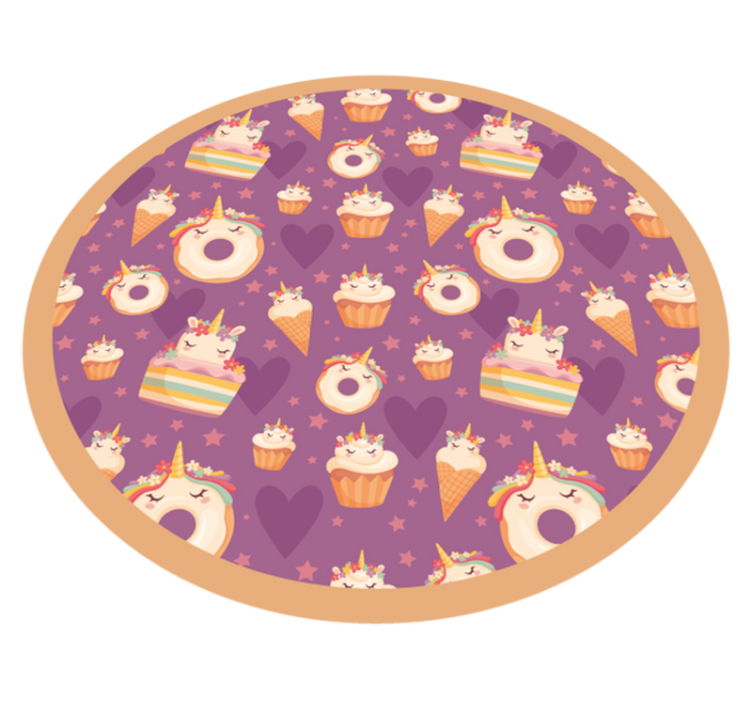 Unicorn Treats Round kids vinyl rug - TenStickers