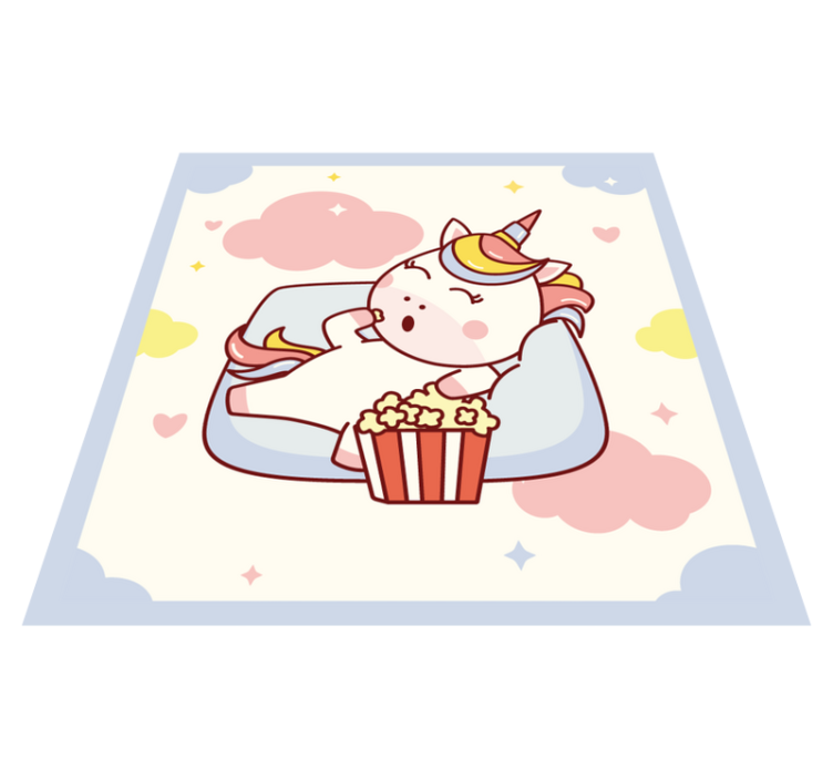 cute unicorn eating popcorn vinyl rug - TenStickers