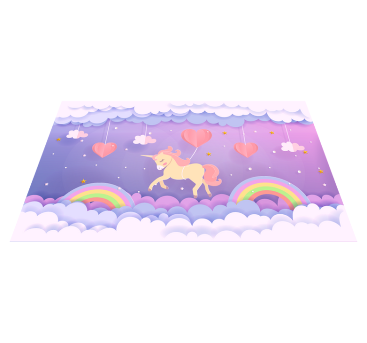 baby unicorn flying with balloons vinyl rug - TenStickers