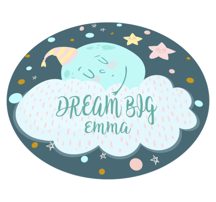 Dream big text with name  personalised mat - TenStickers