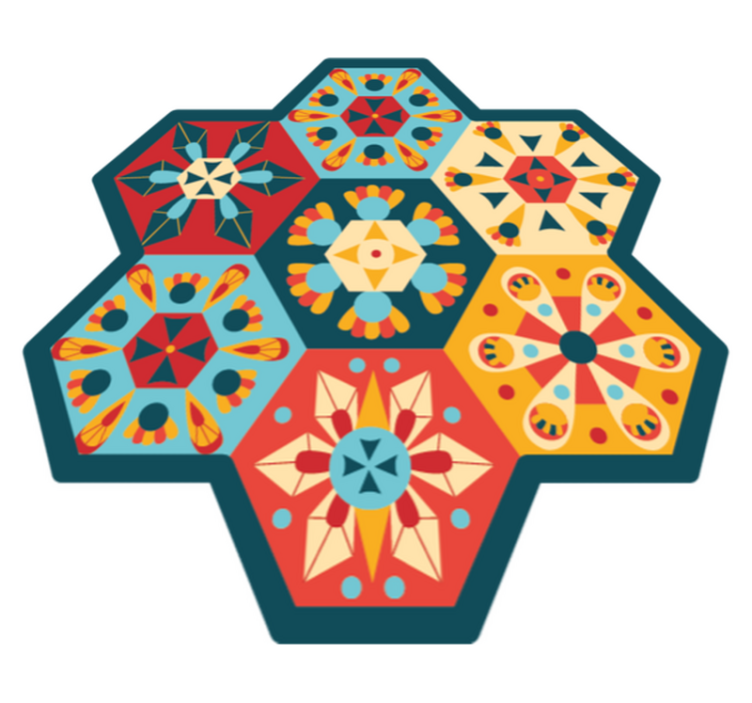 Hexagonal Symmetry geometric vinyl rug - TenStickers