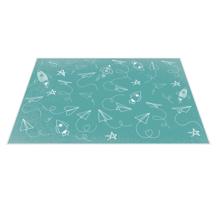 Korean paper planes vintage vinyl rug - TenStickers