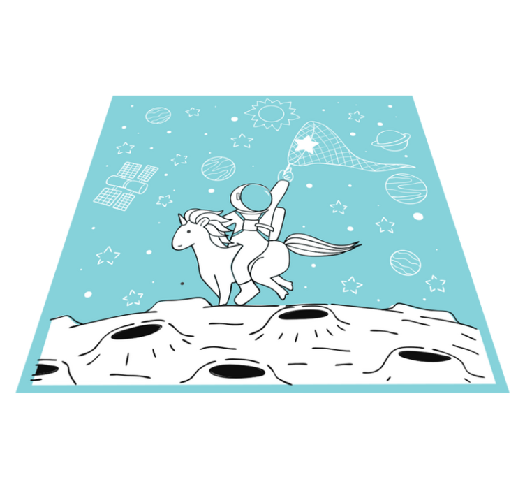 Astronaut riding unicorn animal rug - TenStickers