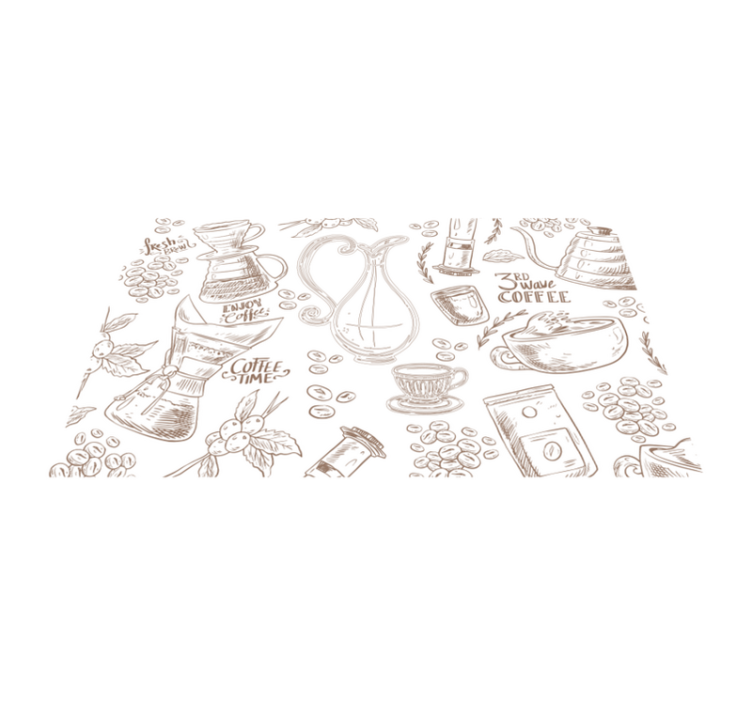 Coffee Sketches kitchen vinyl rug - TenStickers