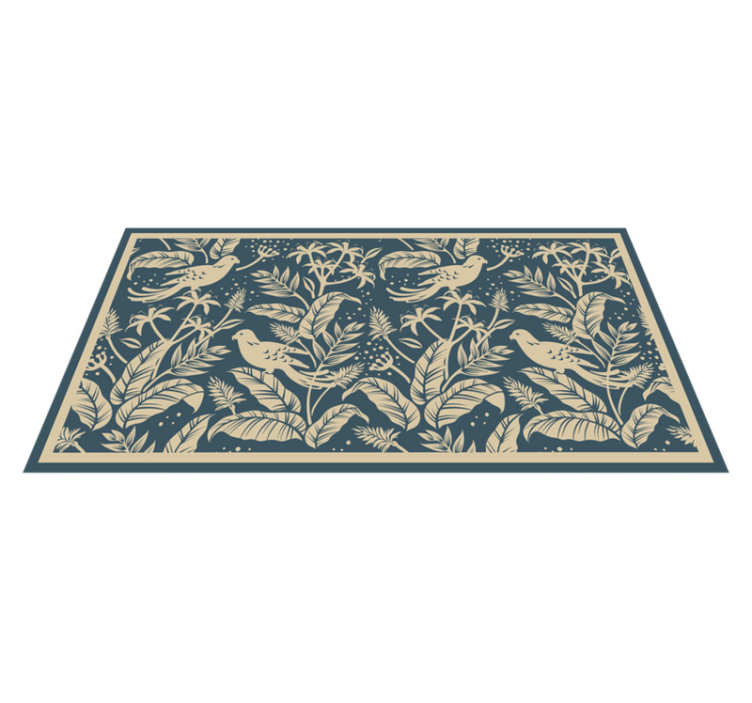 Botanical Bird Illustration flower vinyl rug - TenStickers