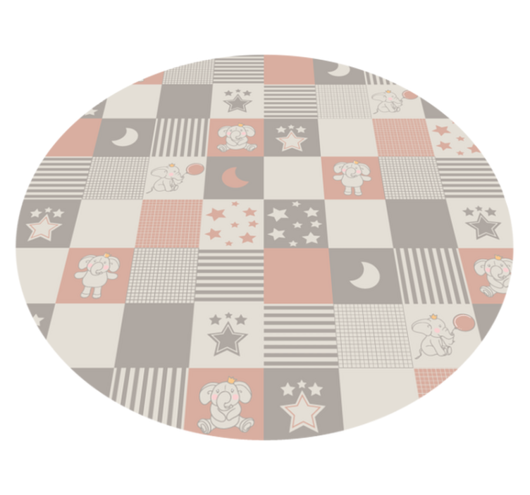 Circular nordic tiles elephants kids vinyl rug - TenStickers