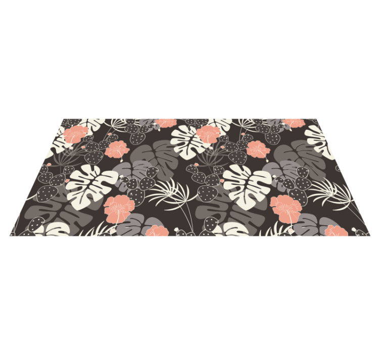 Grey Jungle Leaf floral rug - TenStickers