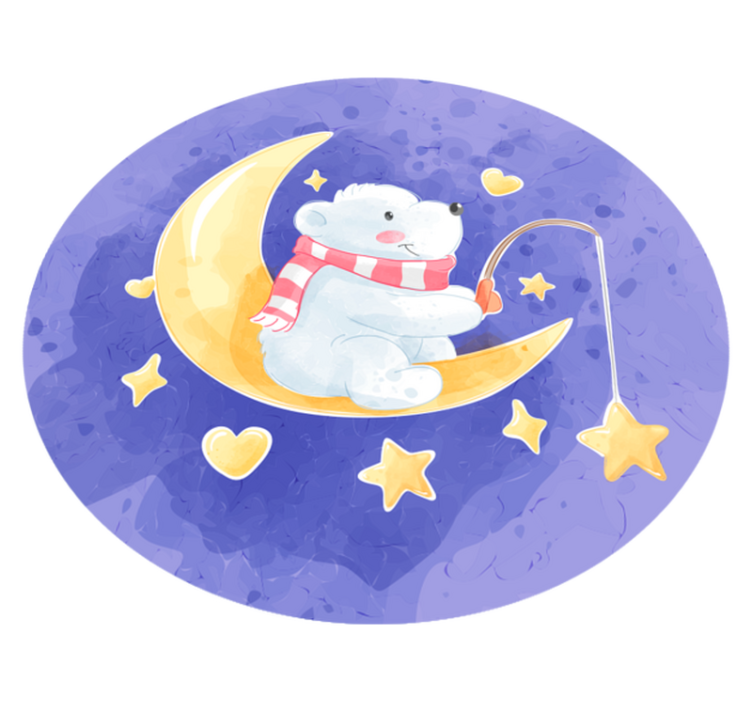 Bear fishing stars nordic style kids vinyl rug - TenStickers