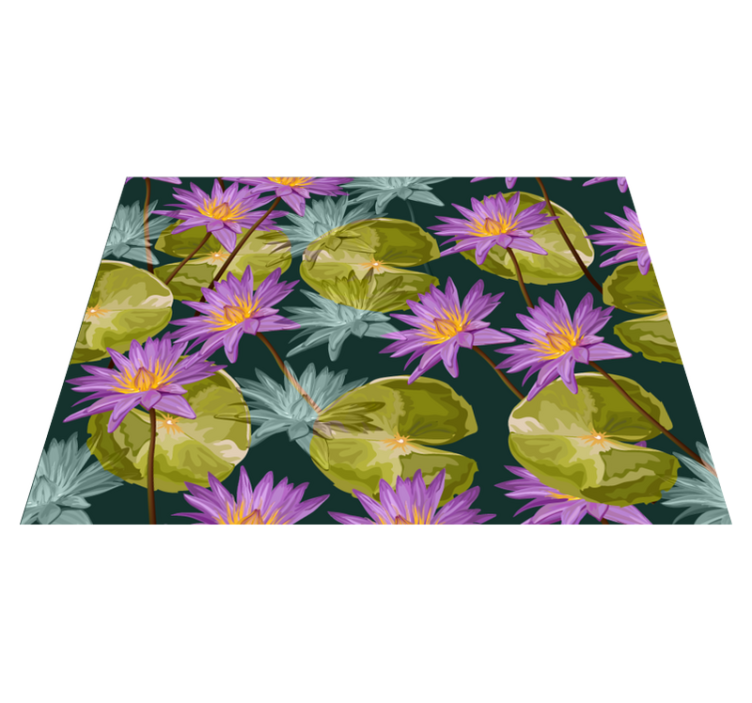 Botanical Waterlilies flower vinyl rug - TenStickers