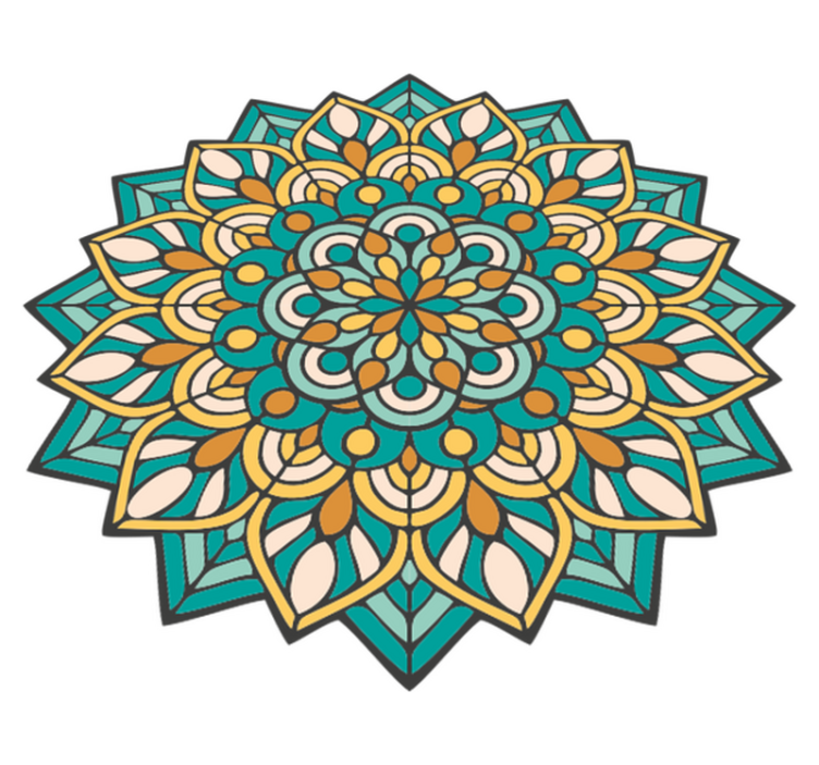 Mandala green and orange mandala vinyl rug - TenStickers