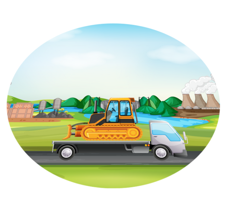 Tractors and Trucks Road road rug - TenStickers