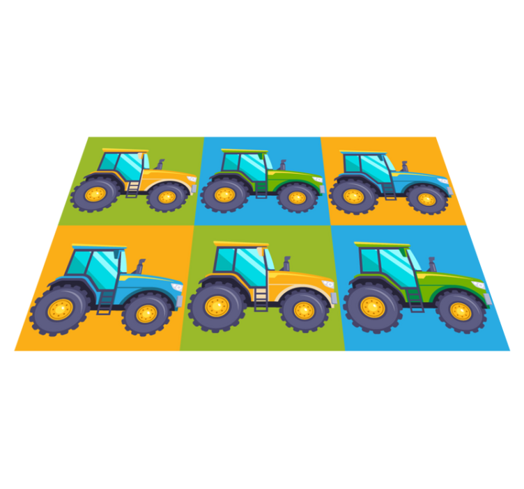 Multi-coloured Tractor Tiles kids vinyl rug - TenStickers