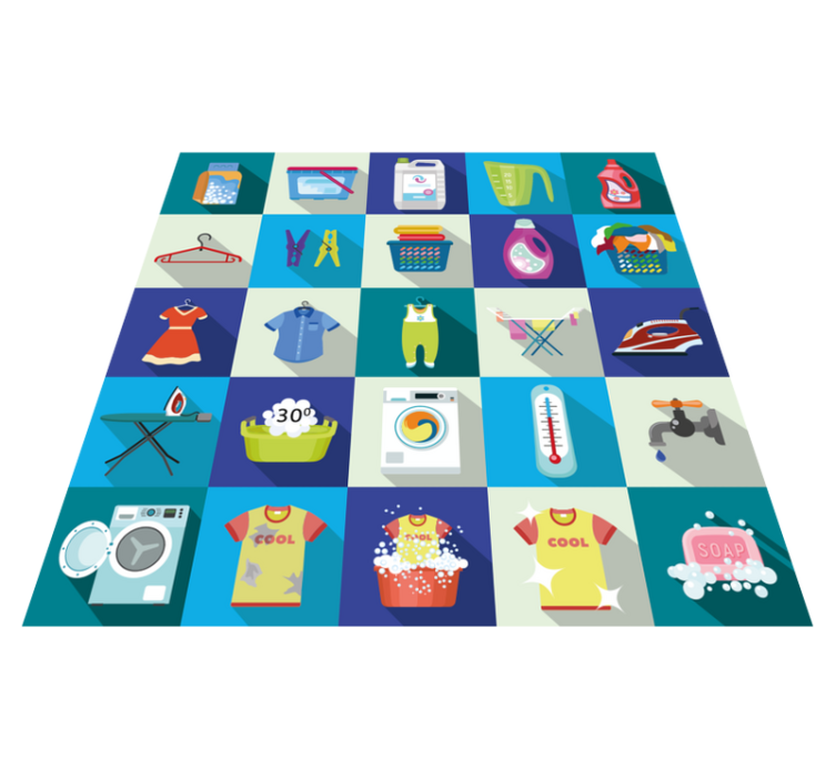 Laundry colourful icons custom rug - TenStickers
