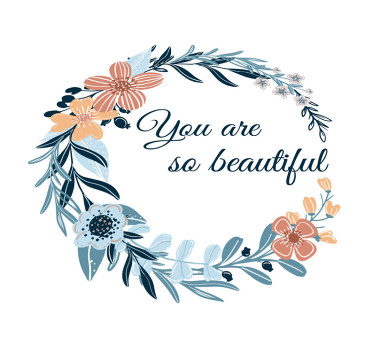 You are so beautiful floral wreath vinyl rug - TenStickers